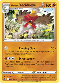 Hisuian Decidueye 082/189 Rare Holo card from Astral Radiance
