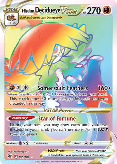 Hisuian Decidueye VSTAR 195/189 Rare Rainbow card from Astral Radiance