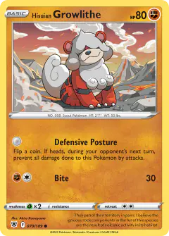 Hisuian Growlithe 070/189 Common card from Astral Radiance