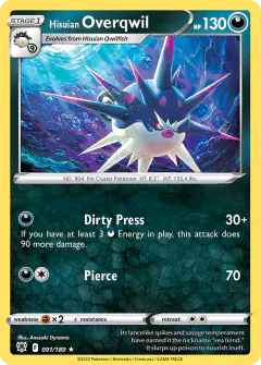 Hisuian Overqwil 091/189 Rare card from Astral Radiance