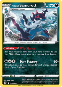 Hisuian Samurott 100/189 Rare Holo card from Astral Radiance
