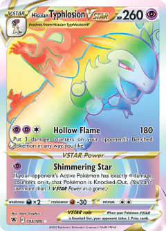 Hisuian Typhlosion VSTAR 193/189 Rare Rainbow card from Astral Radiance