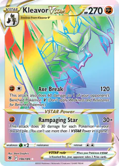 Kleavor VSTAR 196/189 Rare Rainbow card from Astral Radiance