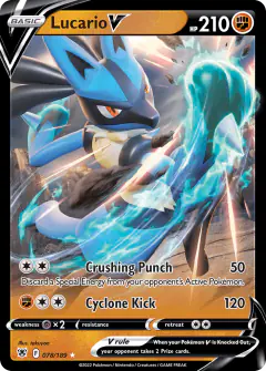 Lucario V 078/189 Rare Holo V card from Astral Radiance