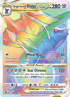 Origin Forme Dialga VSTAR 198/189 Rare Rainbow card from Astral Radiance
