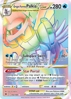 Origin Forme Palkia VSTAR 192/189 Rare Rainbow card from Astral Radiance
