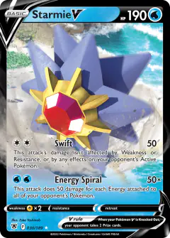 Starmie V 030/189 Rare Holo V card from Astral Radiance