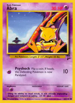 Abra 65/130 Common card from Base Set 2