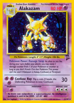 Alakazam 1/130 Rare Holo card from Base Set 2