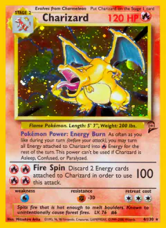 Charizard 4/130 Rare Holo card from Base Set 2