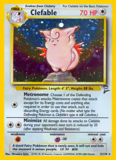 Clefable 5/130 Rare Holo card from Base Set 2