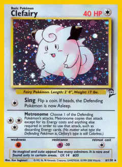 Clefairy 6/130 Rare Holo card from Base Set 2