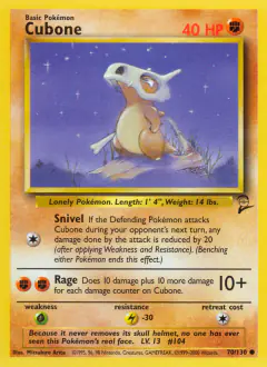 Cubone 70/130 Common card from Base Set 2