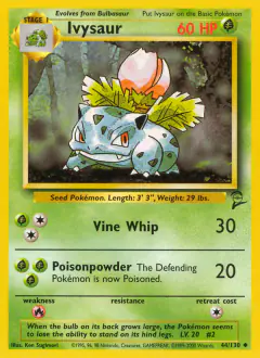 Ivysaur 44/130 Uncommon card from Base Set 2