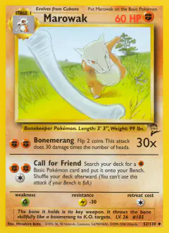 Marowak 52/130 Uncommon card from Base Set 2