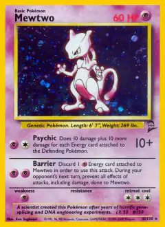 Mewtwo 10/130 Rare Holo card from Base Set 2