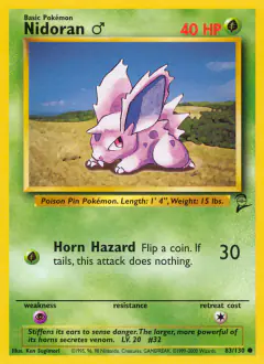 Nidoran ♂ 83/130 Common card from Base Set 2