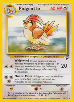 Pidgeotto 28/130 Rare card from Base Set 2