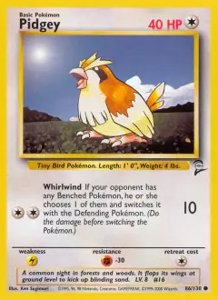 Pidgey 86/130 Common card from Base Set 2