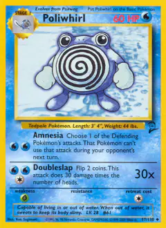 Poliwhirl 57/130 Uncommon card from Base Set 2