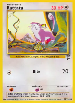 Rattata 89/130 Common card from Base Set 2