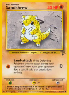 Sandshrew 91/130 Common card from Base Set 2