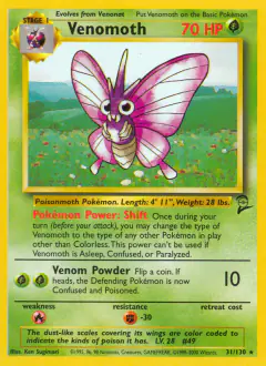 Venomoth 31/130 Rare card from Base Set 2