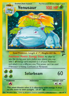 Venusaur 18/130 Rare Holo card from Base Set 2
