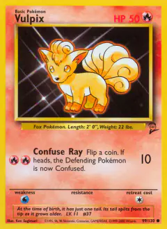 Vulpix 99/130 Common card from Base Set 2