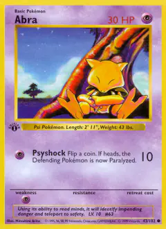 Abra 43/102 Common card from Base Set