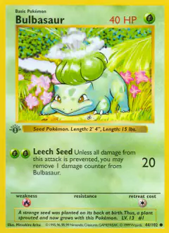 Bulbasaur 44/102 Common card from Base Set