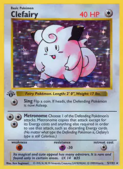 Clefairy 5/102 Rare Holo card from Base Set