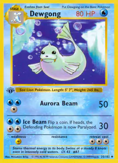 Dewgong 25/102 Uncommon card from Base Set
