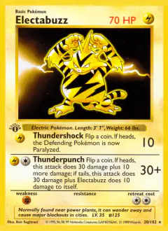 Electabuzz 20/102 Rare card from Base Set