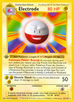 Electrode 21/102 Rare card from Base Set