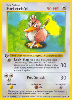 Farfetch'd 27/102 Uncommon card from Base Set