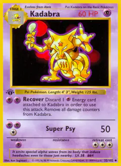 Kadabra 32/102 Uncommon card from Base Set