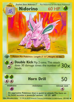Nidorino 37/102 Uncommon card from Base Set