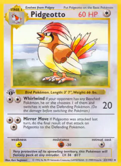 Pidgeotto 22/102 Rare card from Base Set