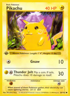 Pikachu 58/102 Common card from Base Set
