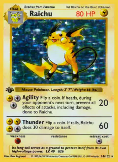Raichu 14/102 Rare Holo card from Base Set