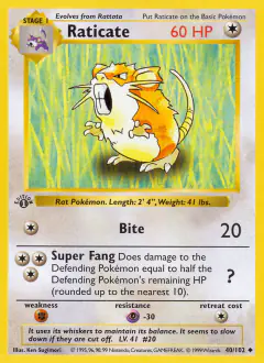 Raticate 40/102 Uncommon card from Base Set