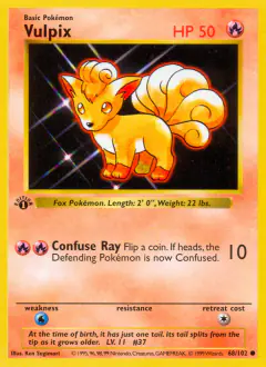 Vulpix 68/102 Common card from Base Set