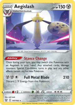 Aegislash 107/163 Rare Holo card from Battle Styles