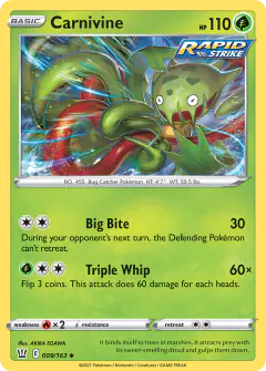 Carnivine 009/163 Uncommon card from Battle Styles