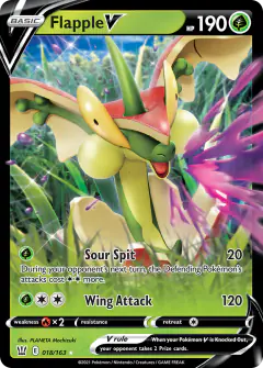 Flapple V 018/163 Rare Holo V card from Battle Styles