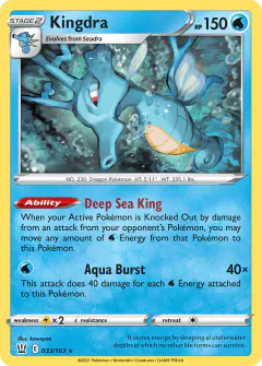 Kingdra 033/163 Rare Holo card from Battle Styles
