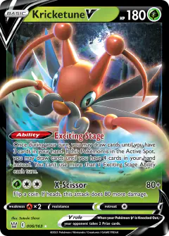 Kricketune V 006/163 Rare Holo V card from Battle Styles