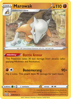 Marowak 070/163 Rare card from Battle Styles