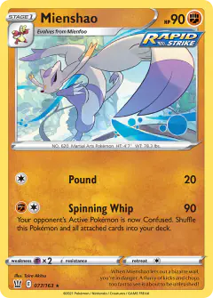 Mienshao 077/163 Rare card from Battle Styles